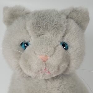 The Summit Collection Gray Cat 9"‎ Plush Sitting Blue Eyes Whiskers VTG 1988